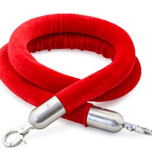 Rood koord afzetpaaltje met gouden afzetpaaltjes en rode loper Rood koord afzetpaaltje met gouden afzetpaaltjes en rode loper