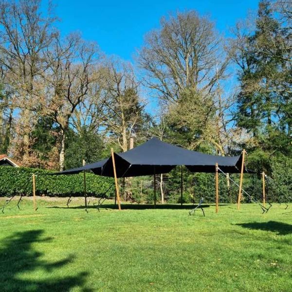 stretchtent Zwart 7.5 x 10m huren 